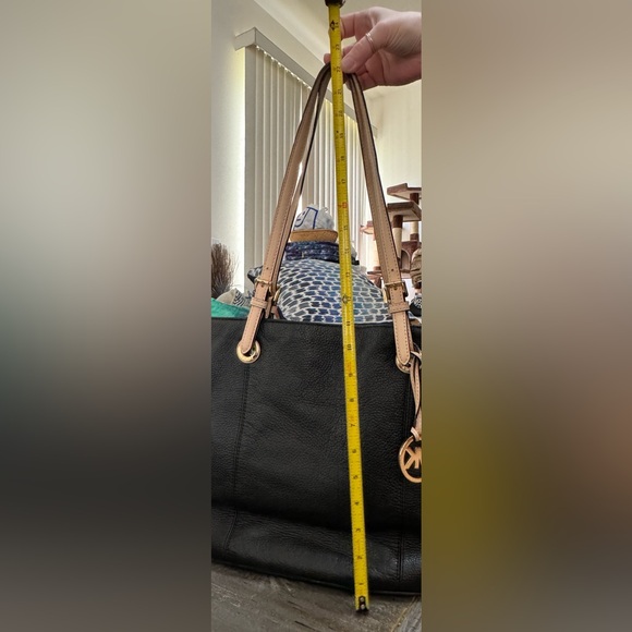 Michael Kors Jet Set Women's Tote Black Pebble Grain Leather Purse - Picture 8 of 16